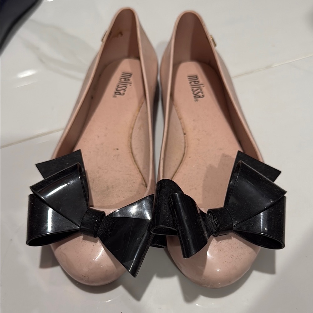 Melissa Pink and Black Bow Flats for Everyday Elegance